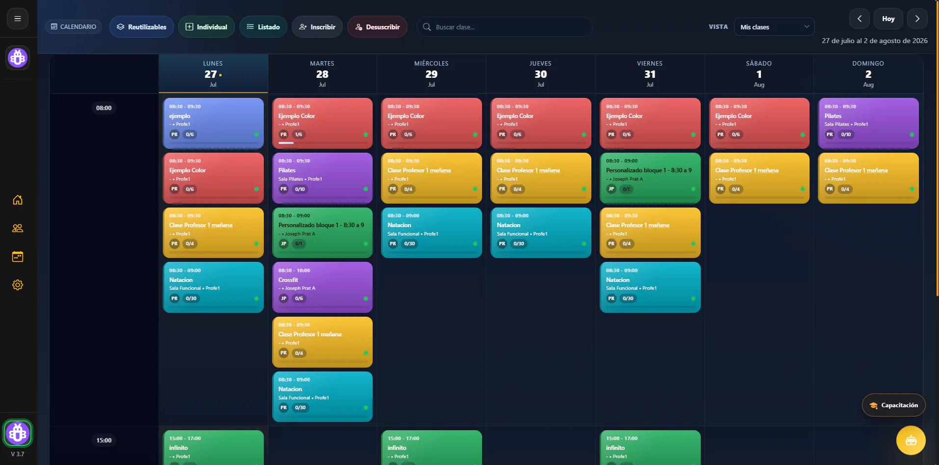 Calendario de clases y bloques